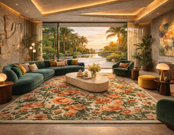 Tropical pattern rug